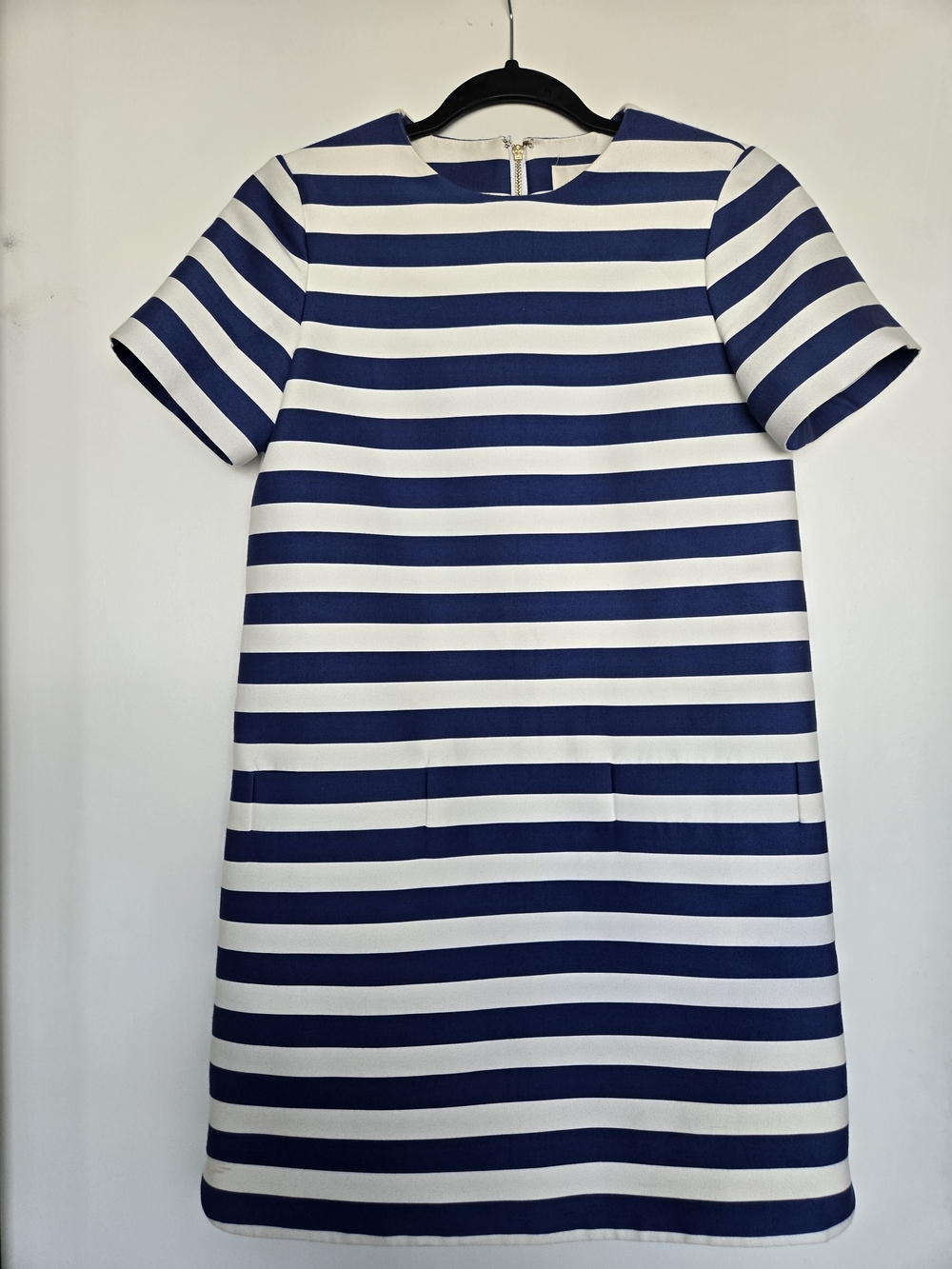 Kate Spade Striped Cotton Silk Shift Dress Gold Zip Size XS